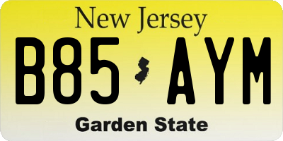 NJ license plate B85AYM