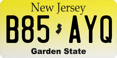 NJ license plate B85AYQ