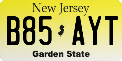 NJ license plate B85AYT