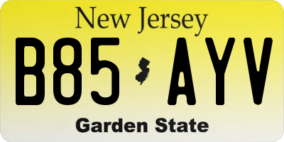 NJ license plate B85AYV