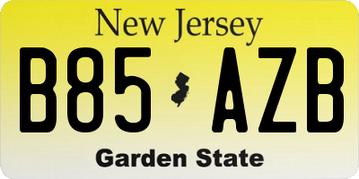 NJ license plate B85AZB