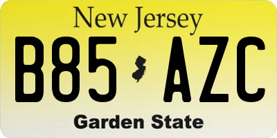 NJ license plate B85AZC