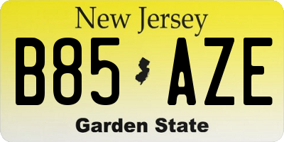 NJ license plate B85AZE
