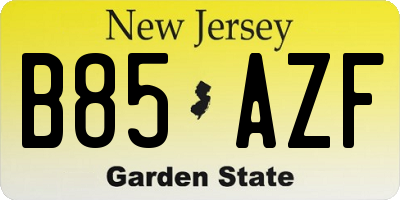 NJ license plate B85AZF