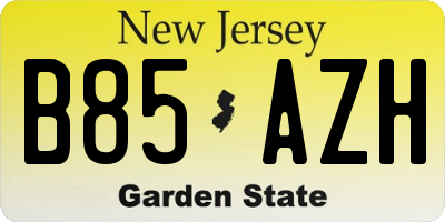 NJ license plate B85AZH