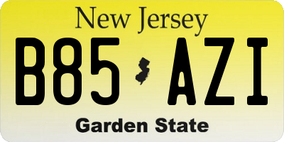 NJ license plate B85AZI