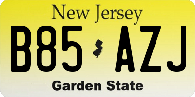 NJ license plate B85AZJ