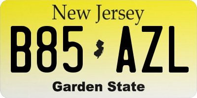 NJ license plate B85AZL