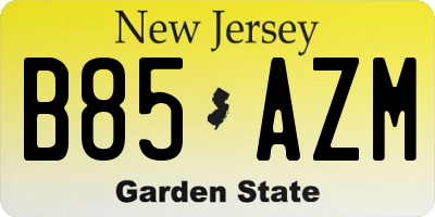 NJ license plate B85AZM
