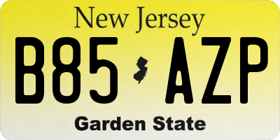 NJ license plate B85AZP