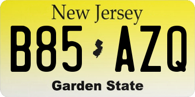NJ license plate B85AZQ