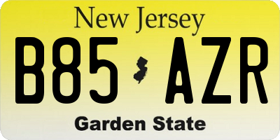 NJ license plate B85AZR