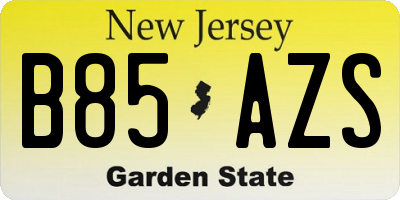 NJ license plate B85AZS