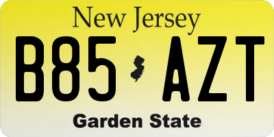 NJ license plate B85AZT
