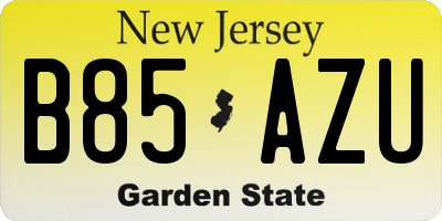 NJ license plate B85AZU