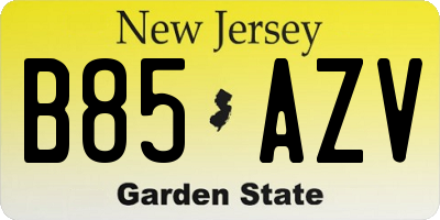 NJ license plate B85AZV