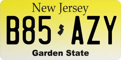 NJ license plate B85AZY