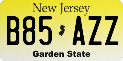 NJ license plate B85AZZ