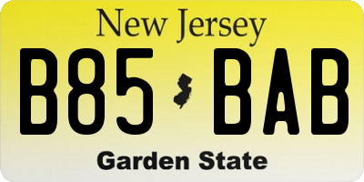 NJ license plate B85BAB