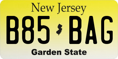 NJ license plate B85BAG