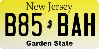 NJ license plate B85BAH