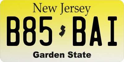 NJ license plate B85BAI