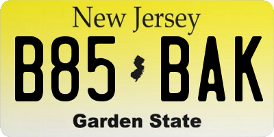NJ license plate B85BAK