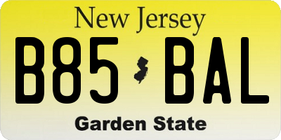 NJ license plate B85BAL