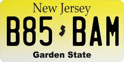 NJ license plate B85BAM