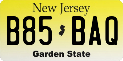 NJ license plate B85BAQ