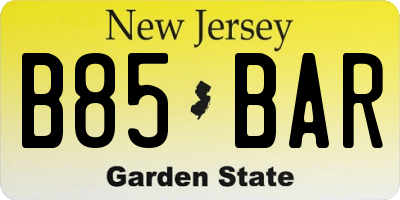 NJ license plate B85BAR