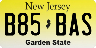 NJ license plate B85BAS
