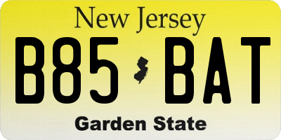 NJ license plate B85BAT