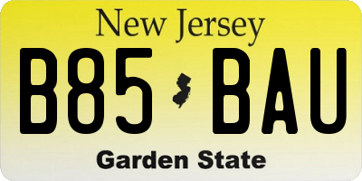 NJ license plate B85BAU