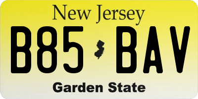 NJ license plate B85BAV