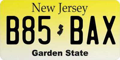 NJ license plate B85BAX