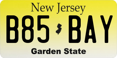 NJ license plate B85BAY