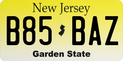 NJ license plate B85BAZ