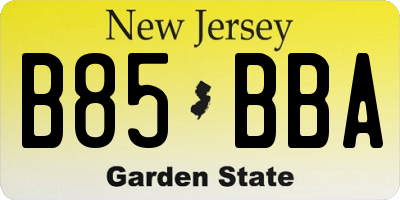 NJ license plate B85BBA