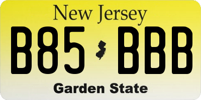 NJ license plate B85BBB