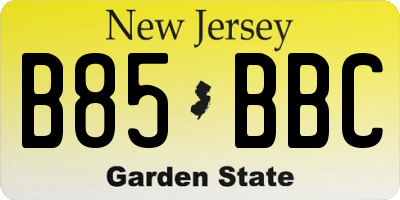 NJ license plate B85BBC