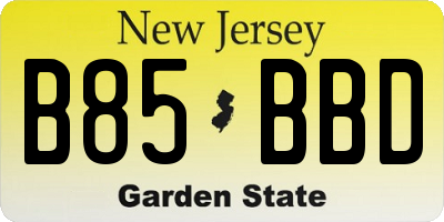 NJ license plate B85BBD