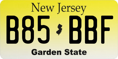 NJ license plate B85BBF