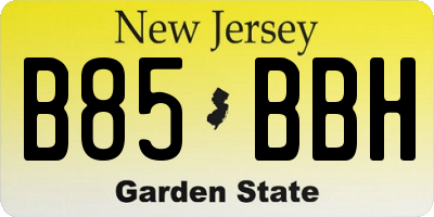 NJ license plate B85BBH