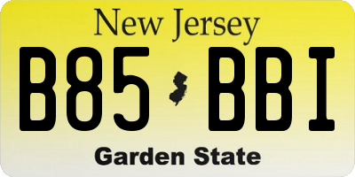 NJ license plate B85BBI