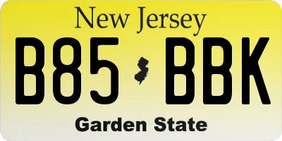 NJ license plate B85BBK