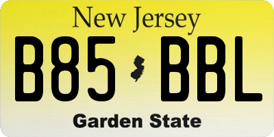 NJ license plate B85BBL