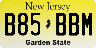 NJ license plate B85BBM