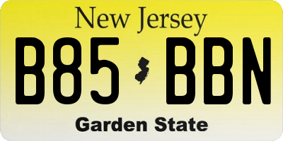 NJ license plate B85BBN