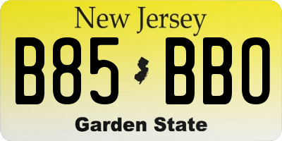 NJ license plate B85BBO